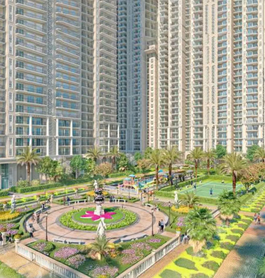 Central formal garden at Prateek Grand Begonia Ghaziabad