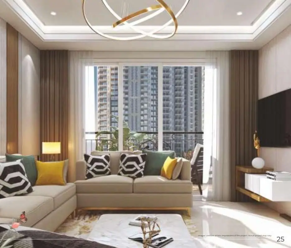 Living room interior of a Prateek Grand Begonia apartment