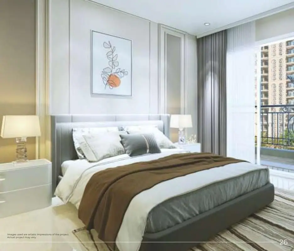 Master bedroom interior at Prateek Grand Begonia Siddharth Vihar