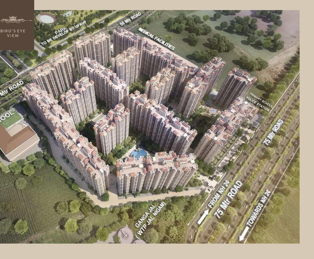Aerial view of the Prateek Grand City township at Siddharth Vihar