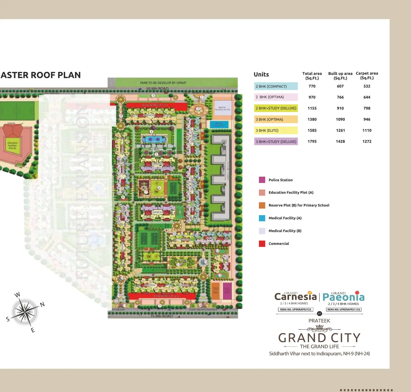 Prateek Grand City master roof plan with legend Siddharth Vihar Ghaziabad